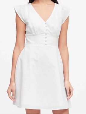 Banana Republic White V-Neck Mini Dress